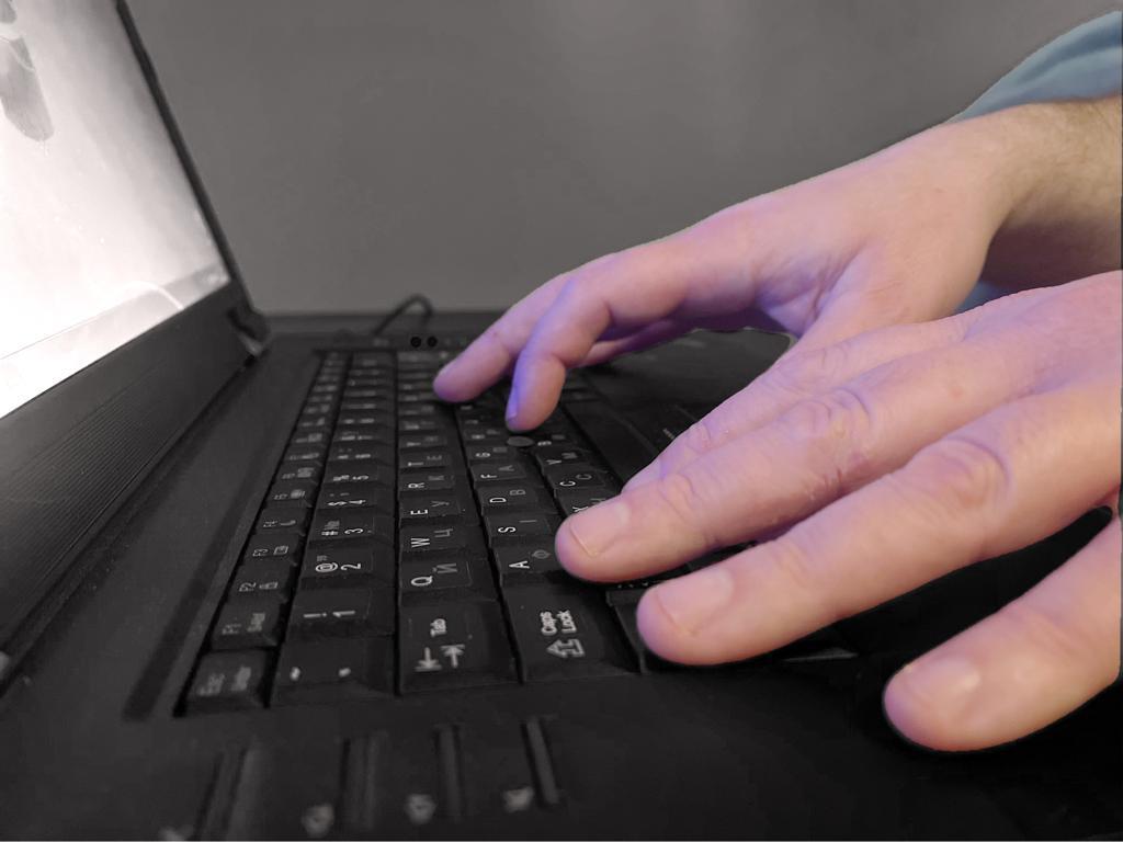 laptop and hands